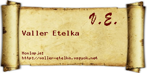 Valler Etelka névjegykártya